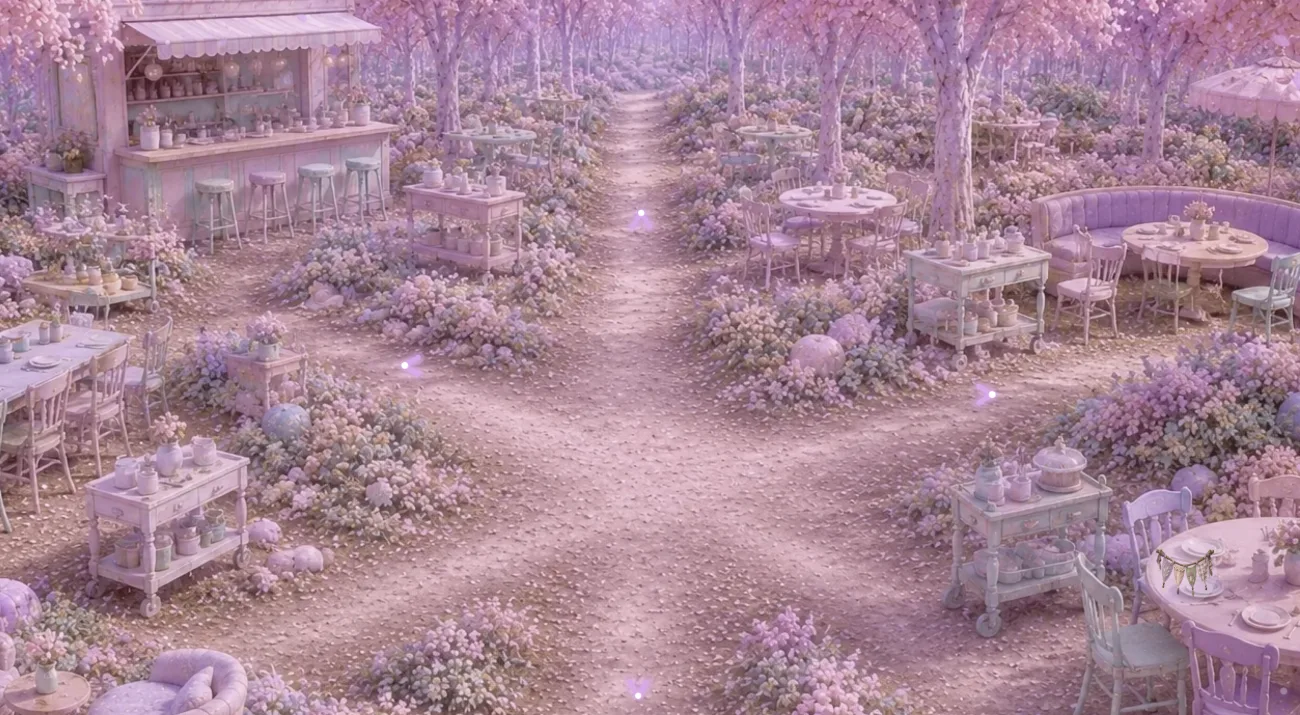 A pastel café clearing in Grimmerglen